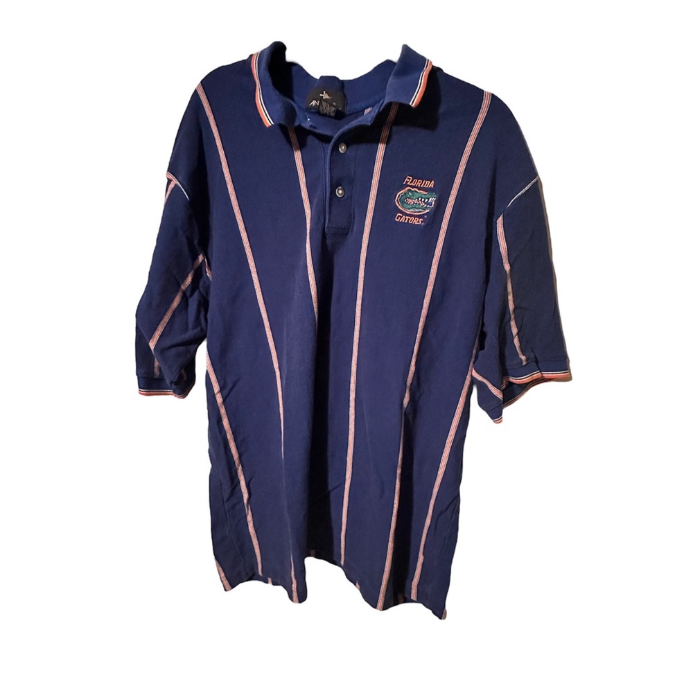 VINTAGE FLORIDA GATORS XL STRIPED POLO FOOTBALL GOLF 🧡💙🐊🏈🏌️